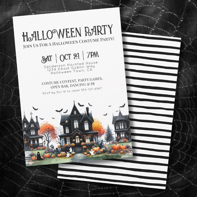 Vintage gotisk Halloweenfest Inbjudningar (Vintage Gothic Halloween Party Invitation)