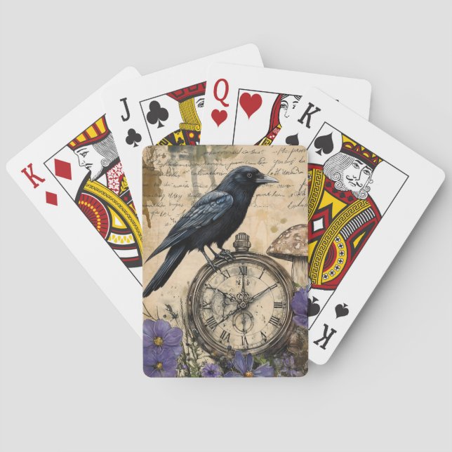Vintage gotisk korp casinokort (Baksidan)