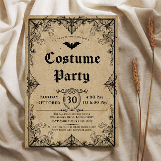 Vintage gotisk kostymfest Halloween Inbjudningar