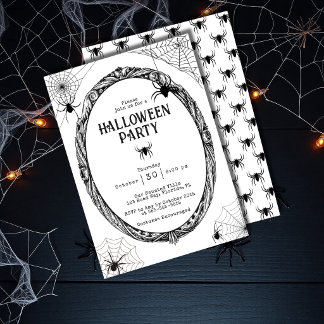 Vintage gotisk kuslig spindelnät Halloween-fest Inbjudningar