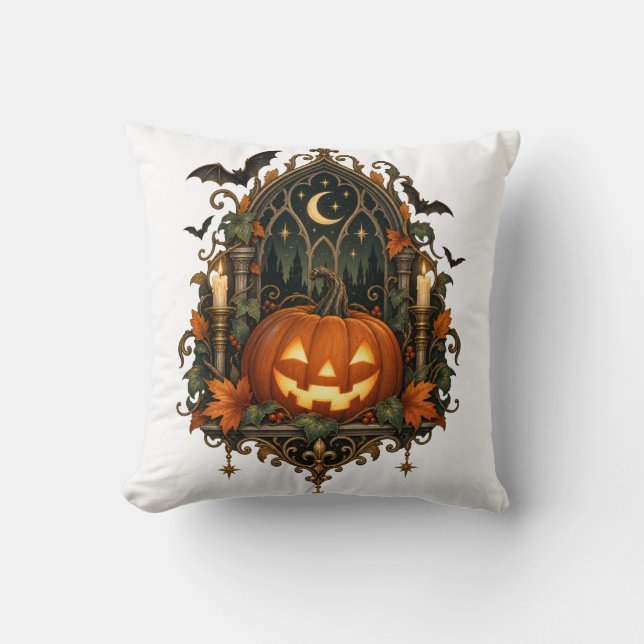 Vintage gotisk pumpa Halloween Kudde (Framsida)