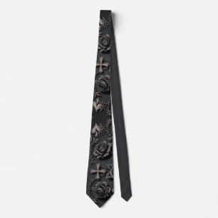 Vintage gotisk ros och kors konst slips