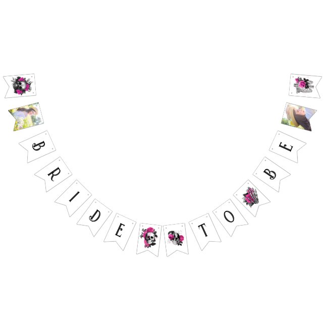 Vintage gotisk rosa ros skelett bröllopsdusch vimplar (Alla)