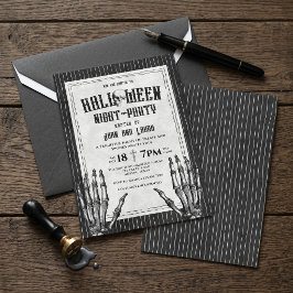 Vintage gotisk skelett Halloween nattfest inbjudan