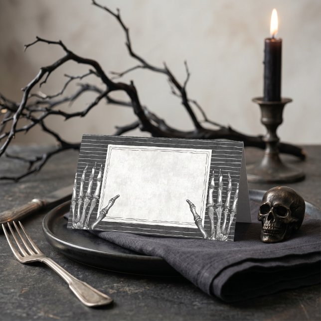 Vintage gotisk skelett Halloween Placeringskort (Vintage Gothic Skeleton Halloween Place Card)
