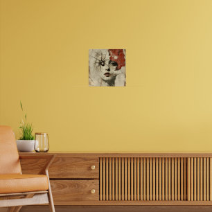 Vintage gotisk spindel & kvinna Surrealistisk Port Poster