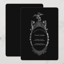 Vintage Gotisk Whimsigoth Spegel Bröllopsinbjudan