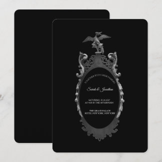 Vintage Gotisk Whimsigoth Spegel Bröllopsinbjudan Inbjudningar