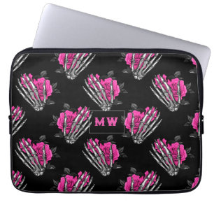 Vintage gotiska rosa rosor skelettmonogram laptop fodral