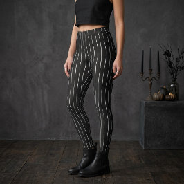 Vintage gotiska svarta randiga Halloween Leggings