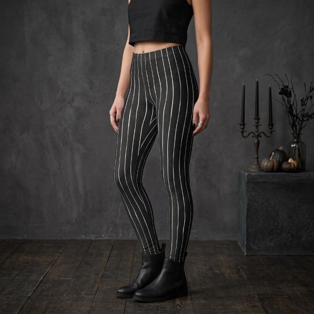 Vintage gotiska svarta randiga Halloween Leggings (Vintage Gothic Black Stripe Halloween Leggings)