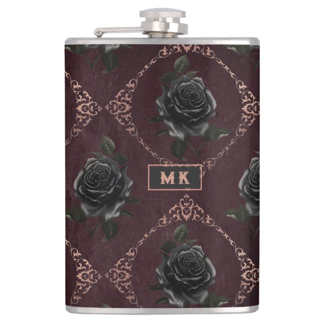 Vintage gotiska svarta rosor monogram fickplunta (Framsidan)