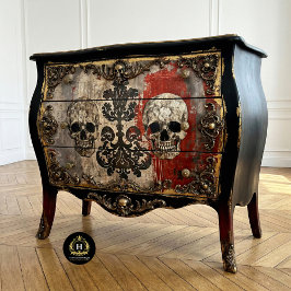 Vintage gotiskt bröllopsskelett skalle decoupage 