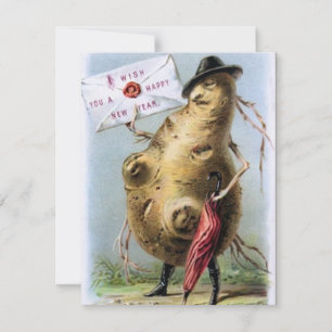 Vintage Gott nytt år Herr potatis Julkort