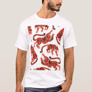 Vintage Gouache Tigers Seamless Mönster T Shirt