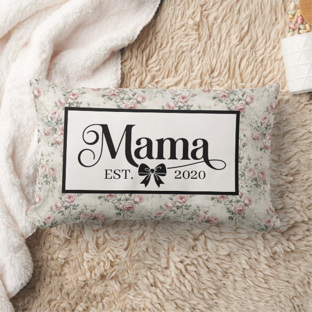 Vintage Grå Blommig Anpassad Mamma Minnessgåva Lumbarkudde (Filt)