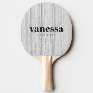 Vintage Grå Trä Minimal Modern Klassisk Namn Pingisracket