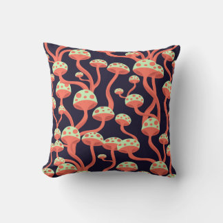 Vintage Grafik Svampar Sömlösa Mönster Kudde