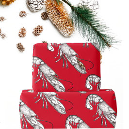 Vintage grafisk lobster i rött presentpapper