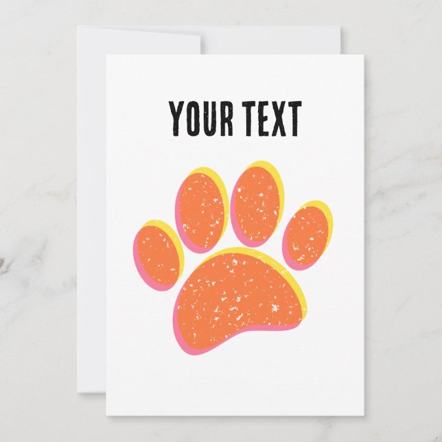 Vintage Grainy Hund Pawprint Inbjudningar (Framsida)