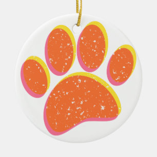 Vintage Grainy Hund Pawprint Julgransprydnad Keramik