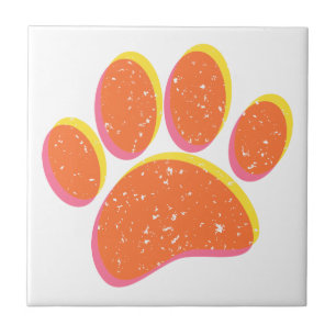Vintage Grainy Hund Pawprint Kakelplatta