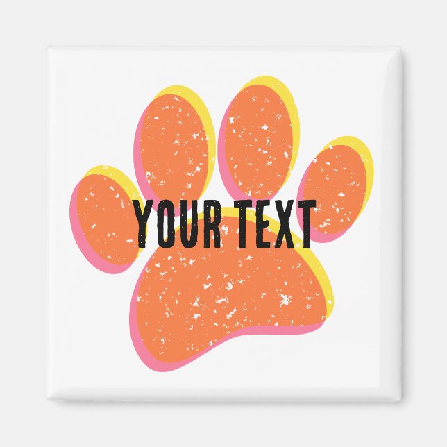 Vintage Grainy Hund Pawprint Magnet (Framsidan)