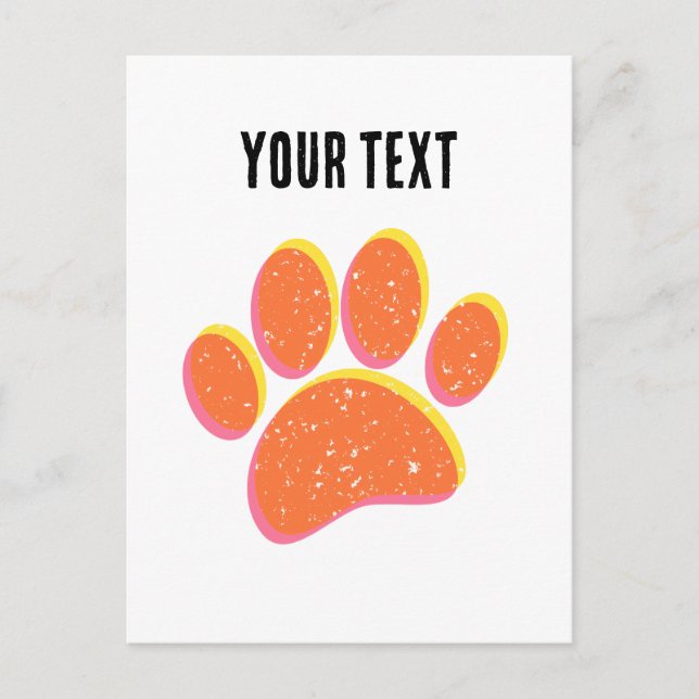 Vintage Grainy Hund Pawprint Vykort (Framsida)