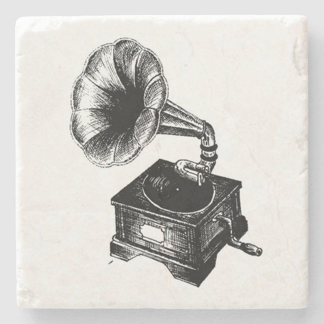 Vintage Grammofon Underlägg Sten (Framsidan)