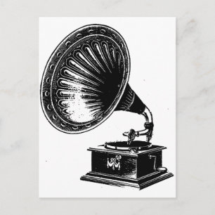 Vintage Gramofon Vykort