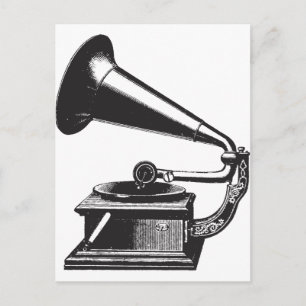 Vintage Gramofon Vykort