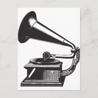 Vintage Gramofon Vykort