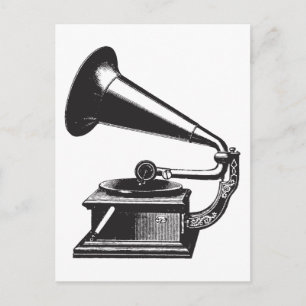 Vintage Gramofon Vykort