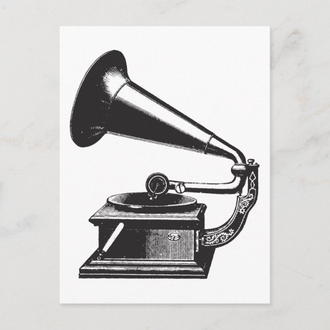 Vintage Gramofon Vykort (Framsida)