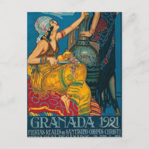 Vintage Granada Festival 1921 Resepostkort Vykort