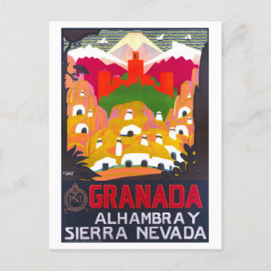 Vintage Granada Travel Poster Vykort