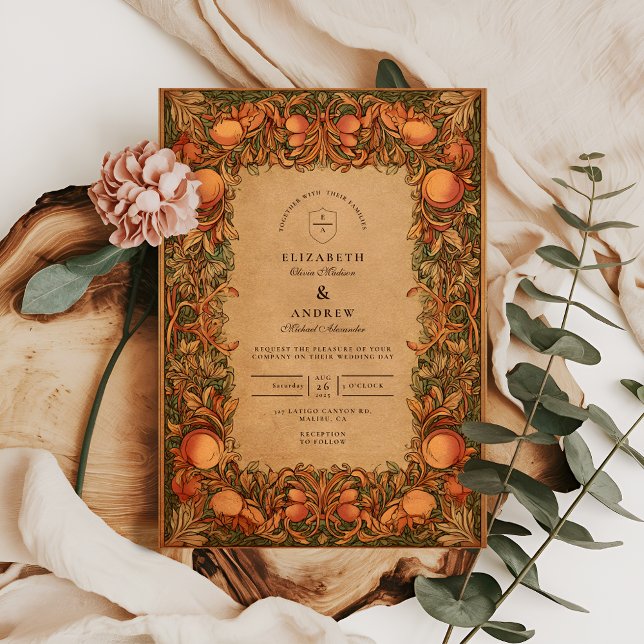 Vintage granat Art nouveau Bröllop Inbjudningar (Skapare uppladdad)