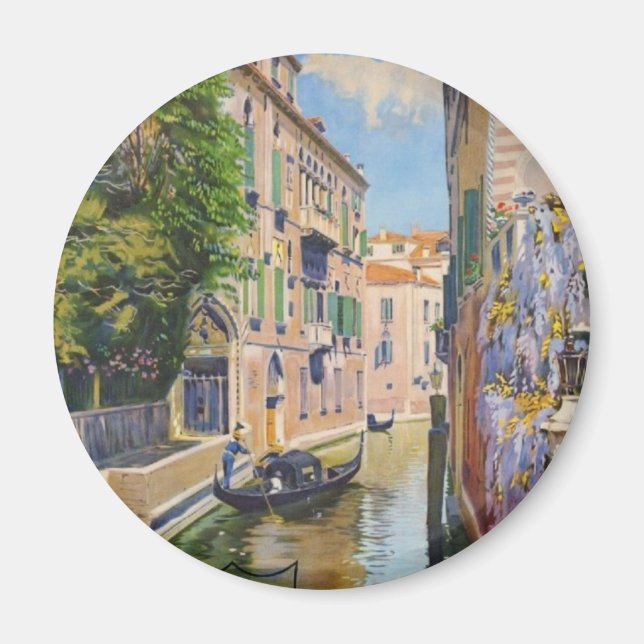 Vintage Grand Canal Gondolas Venice Italien Travel Magnet (Framsidan)