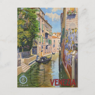 Vintage Grand Canal Gondolas Venice Italien Travel Vykort