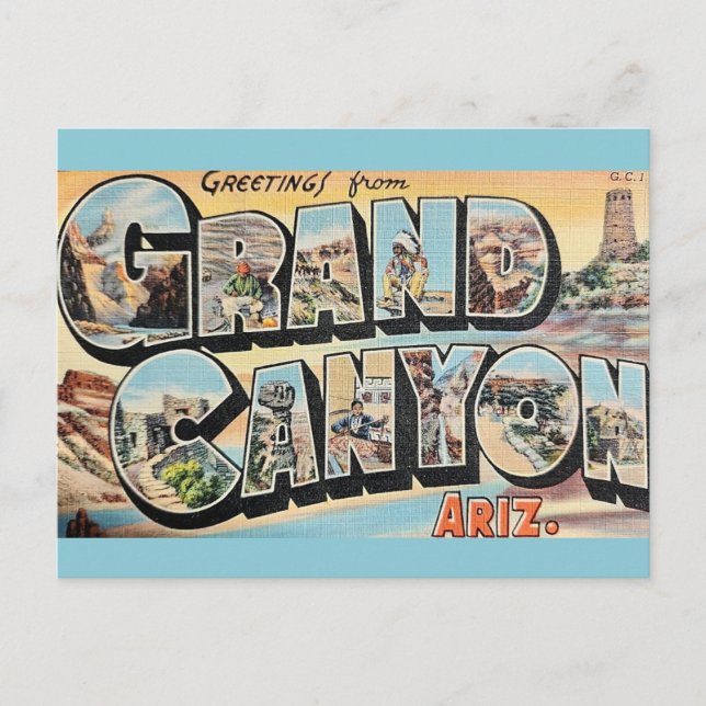 Vintage Grand Canyon välkomst vykort (Framsida)