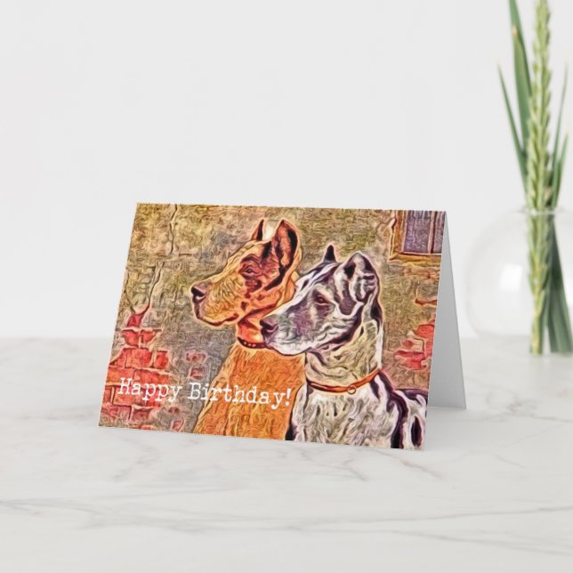 Vintage Grand Danois, Grattis på födelsedagen Kort (Framsida)