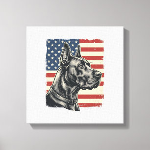 Vintage Grand Danois Patriotisk Flagga Vektor Desi Canvastryck