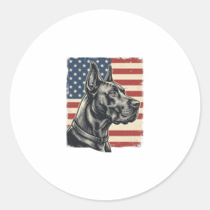 Vintage Grand Danois Patriotisk Flagga Vektor Desi Runt Klistermärke