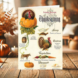Vintage Grand Dinner Foods Thanksgiving Helgkort