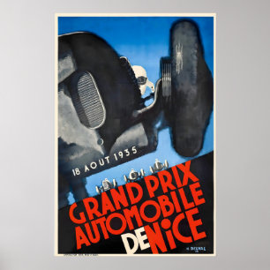 Vintage Grand Prix de Nice Affisch – 1935 Motor