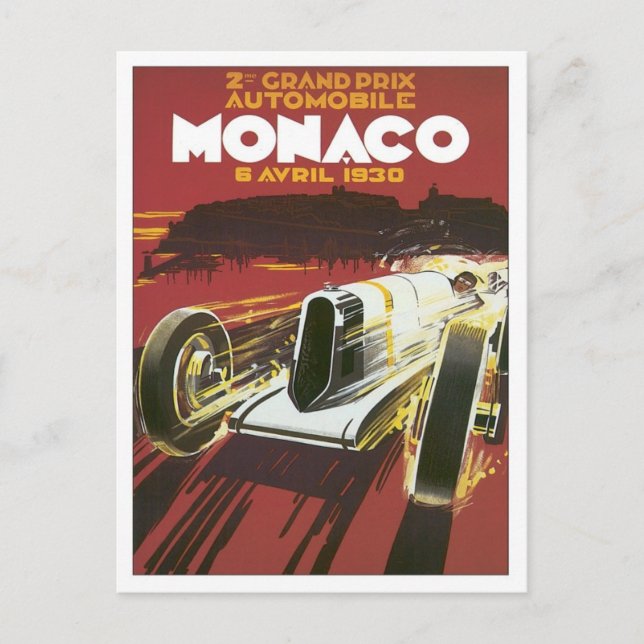Vintage Grand Prix Monaco Vykort (Framsida)