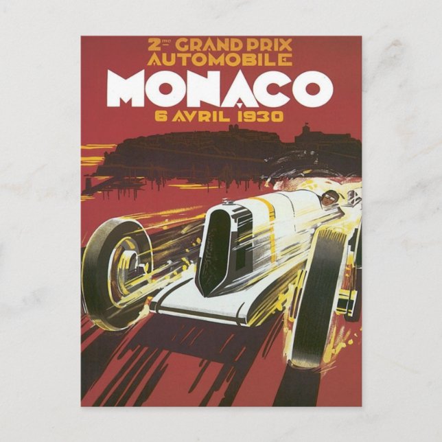 Vintage Grand Prix Monaco Vykort (Framsida)