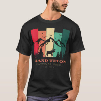 Vintage Grand Teton National Park för vandring T Shirt