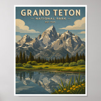 Vintage Grand Teton National Park Resa Poster