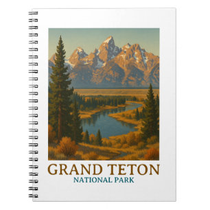 Vintage Grand Teton National Park Travel Anteckningsbok